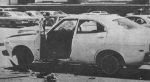 Bolles' bomb damaged car. photo: Scottsdale Progress